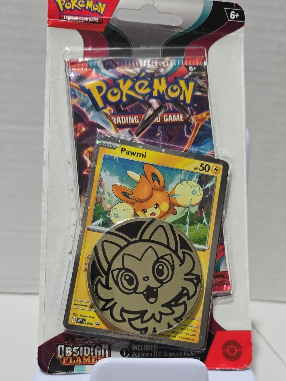 NIP TCG Pokemon Pawmi Promo Card and Coin - Yellow